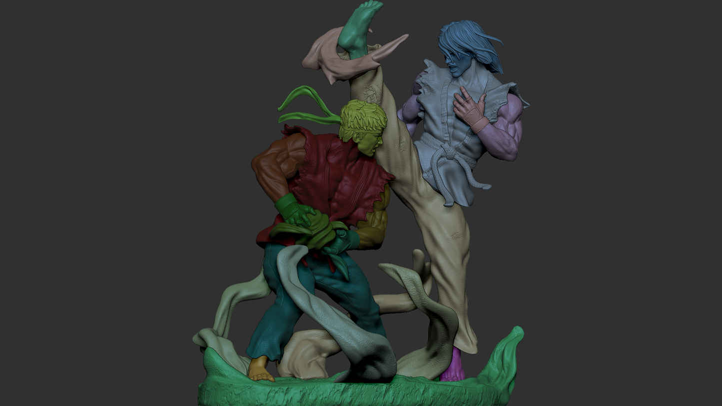 Ken and Ryu style Street Warriors Duo resin kit – Unpainted 3D Printed Model kit