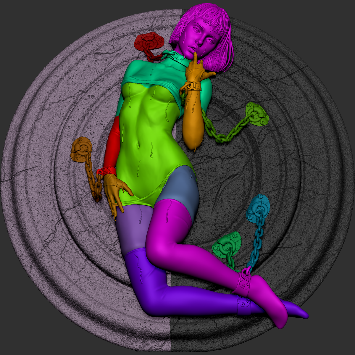 Chained Siren Style Fantasy Monster Unpainted Resin Garage Model Kit (1/6-1/12)