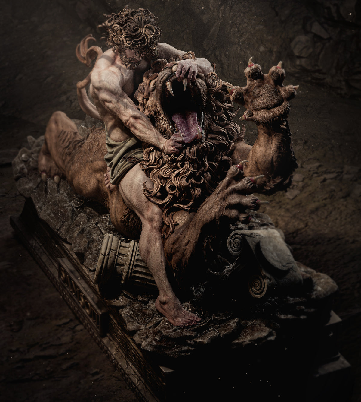 Samson Lion Fight Biblical Fantasy Unpainted Resin Garage Kit (1/6-1/12)