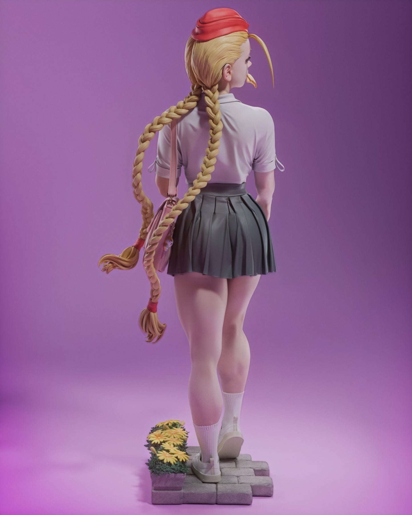 Painted Highschool Cammy collectible statue with detailed school outfit.