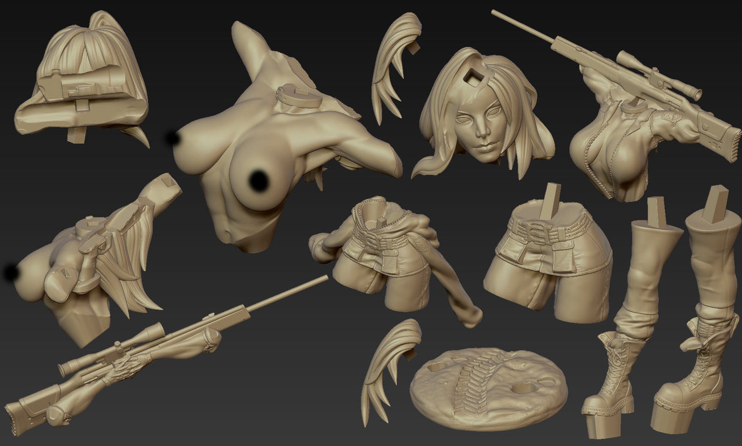 Sniper Wolf style Silent Predator Girl resin kit – Unpainted 3D Printed Model kit