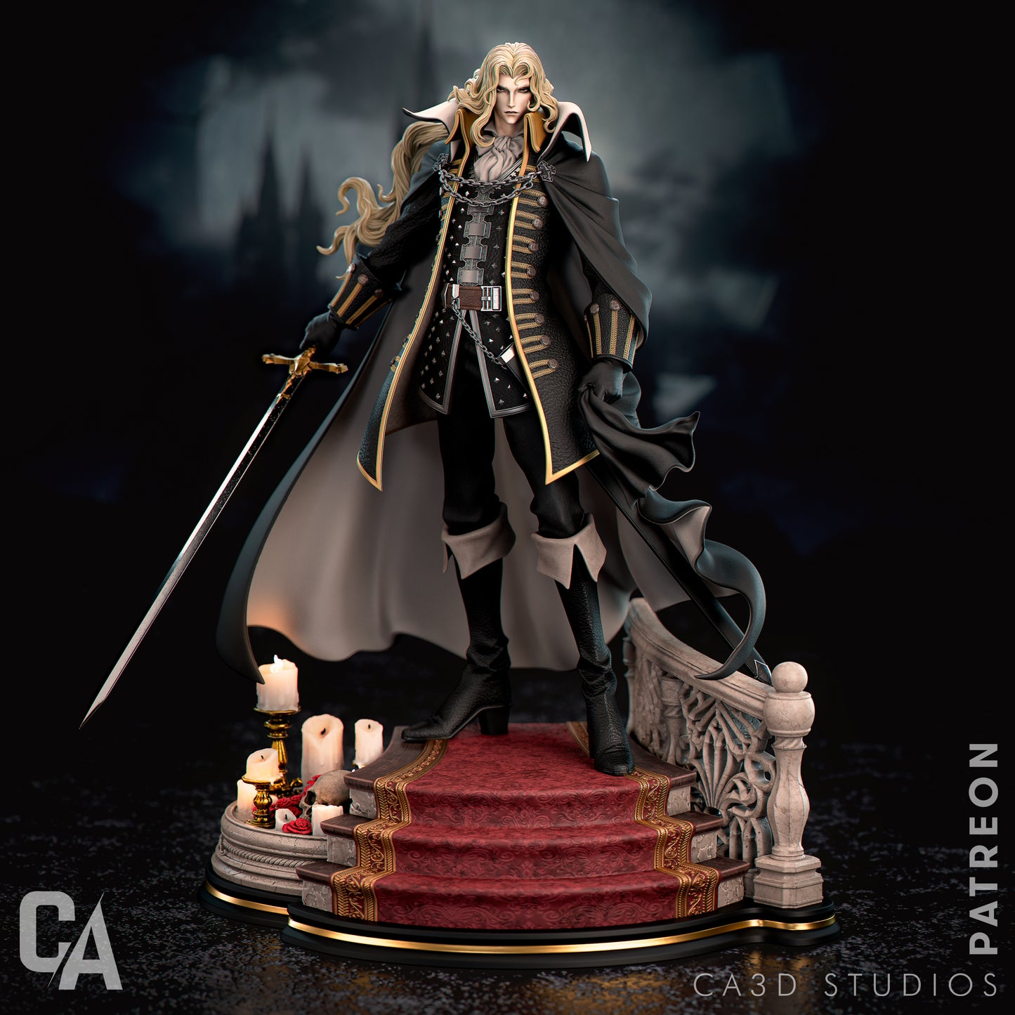 Alucard style Dark Vampire Warrior resin kit – Unpainted 3D Printed Model kit