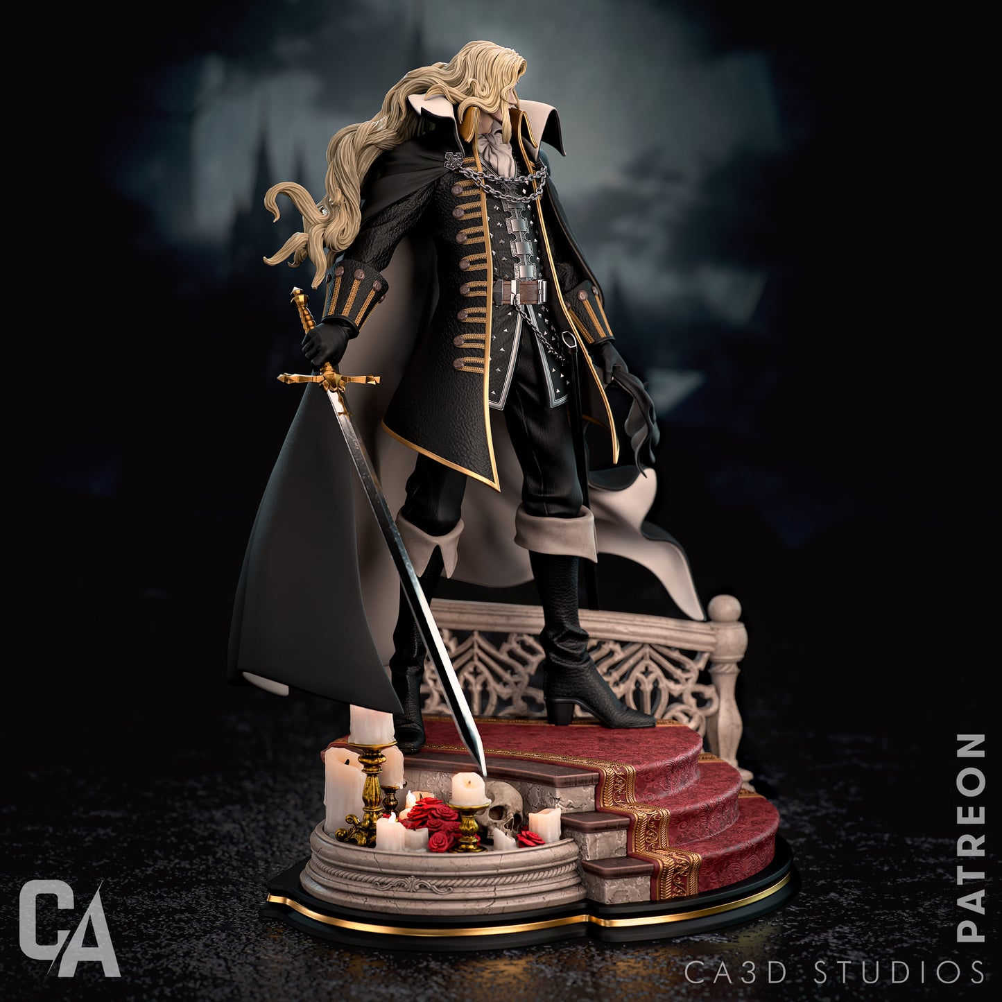 Alucard style Dark Vampire Warrior resin kit – Unpainted 3D Printed Model kit