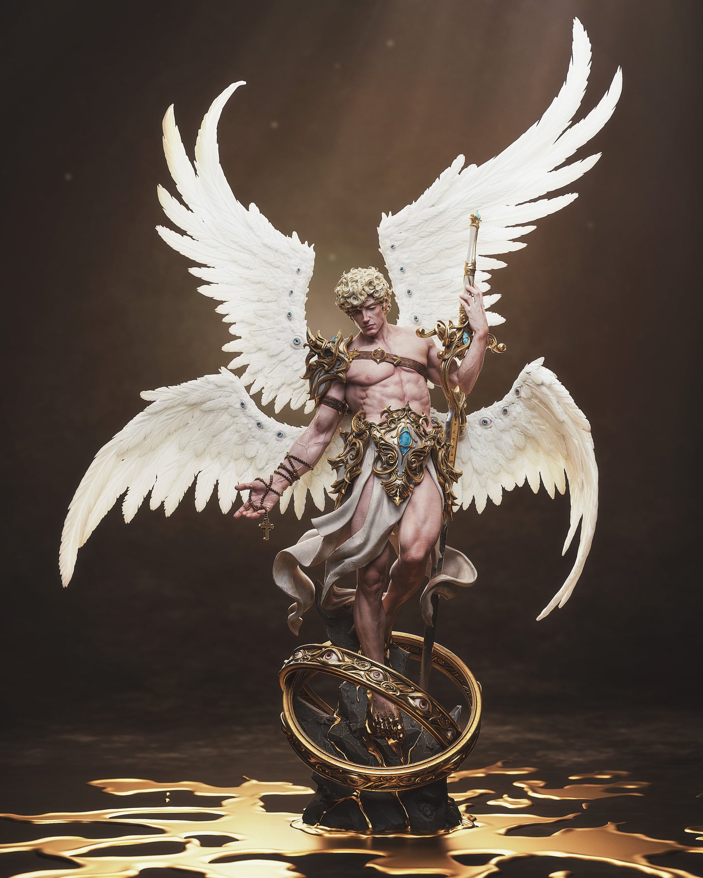 resin cherubim statue kit with wings and halo.