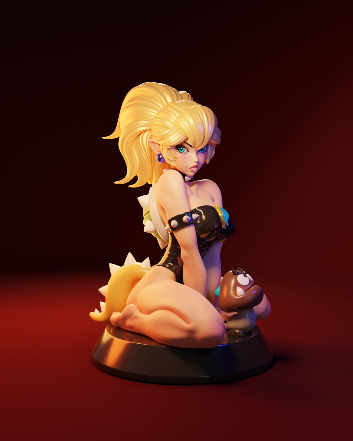 Sitting Bowsette Style Mario Unpainted Resin Garage Model Kit (1/6-1/12)