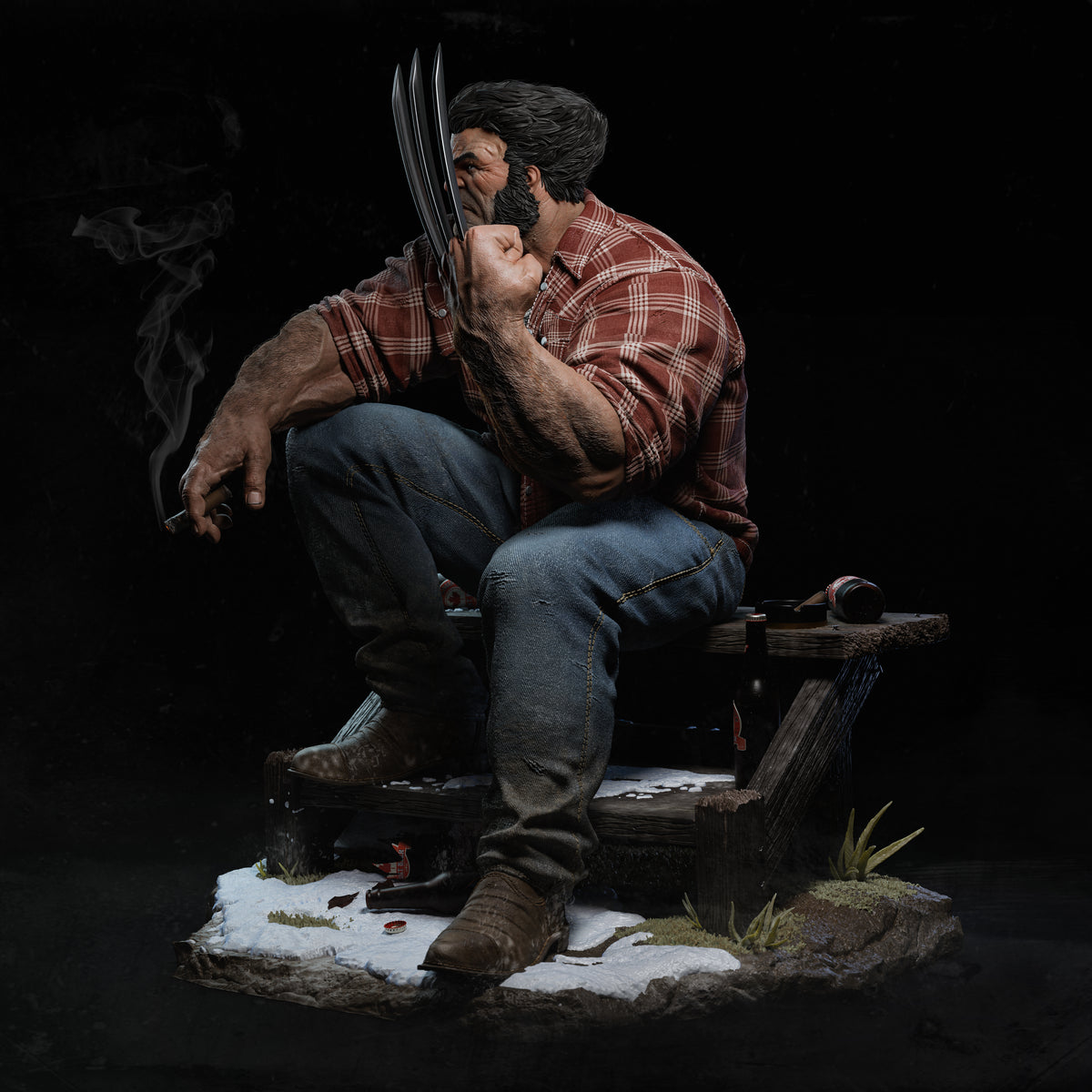 Cowboy Logan Style X-Men Unpainted Resin Garage Model Kit (1/6-1/12)