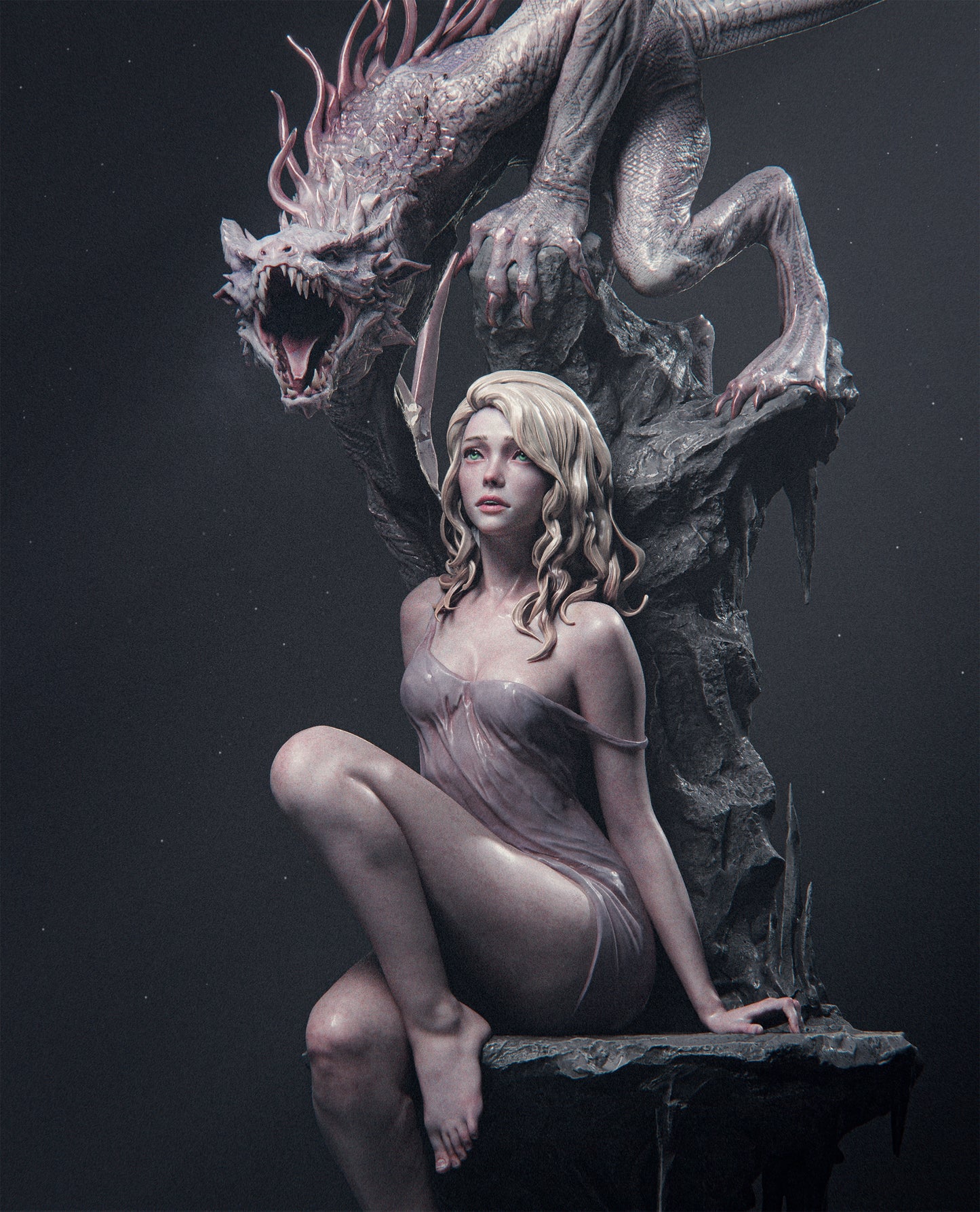 Elegy of the Wyrm Dragon Priestess resin kit – Unpainted 3D Printed Model kit
