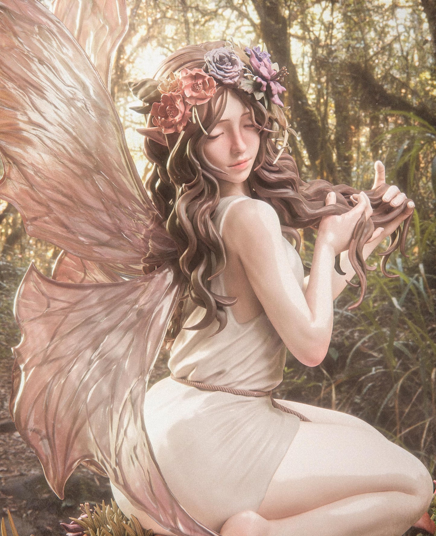 Enchanted Fairy Blosson Girl resin kit – Unpainted 3D Printed Model kit
