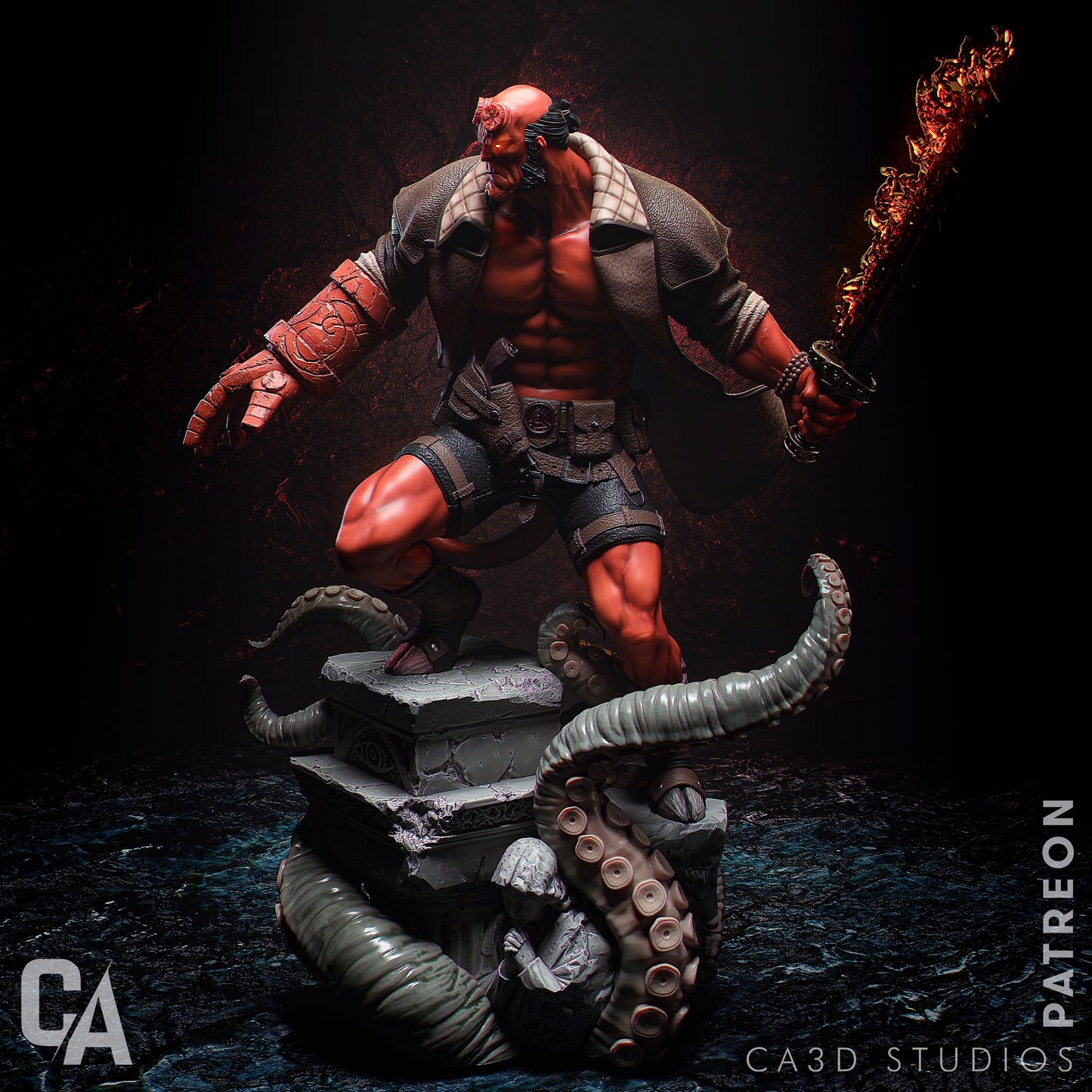 Hellboy style Demon Detective resin kit – Unpainted 3D Printed Model kit