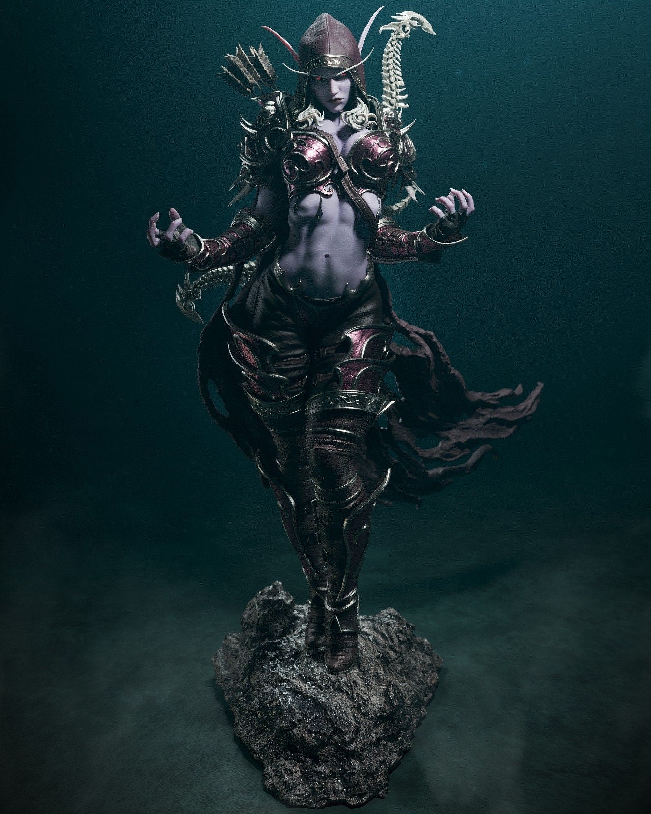 Sylvanas style Dark Ranger Girl resin kit – Unpainted 3D Printed Model kit