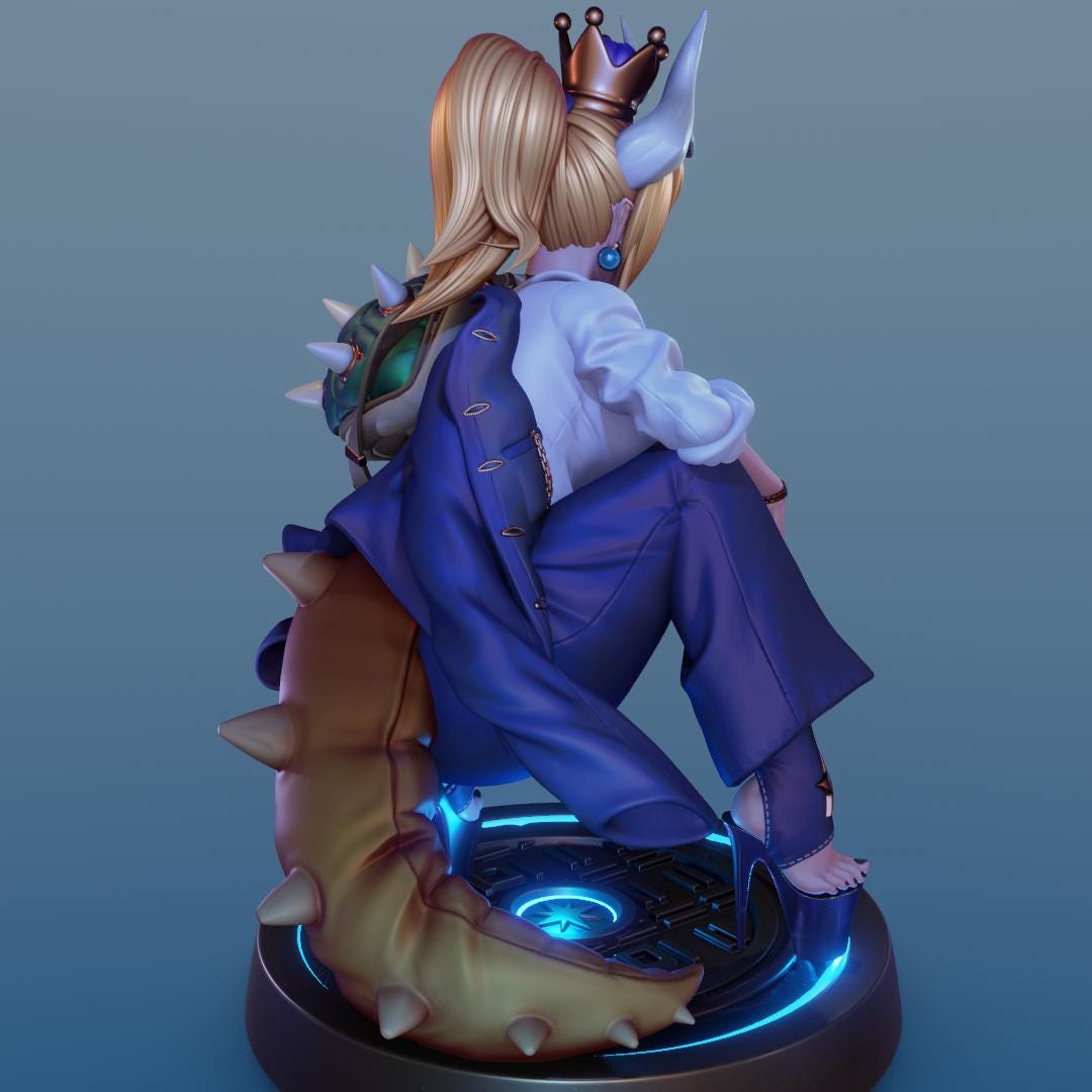 Bowsette style Flame Queen resin kit – Unpainted 3D Printed Model kit
