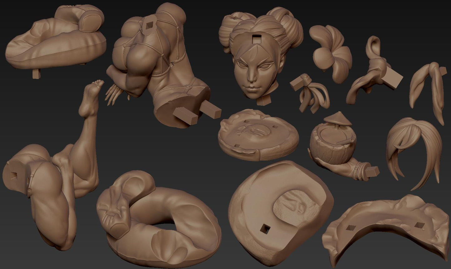 Chun-li style Battle Beauty Beach resin kit – Unpainted 3D Printed Model kit