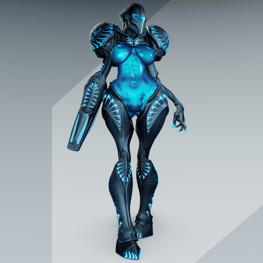 Dark Samus style Void Phantom Girl resin kit – Unpainted 3D Printed Model kit