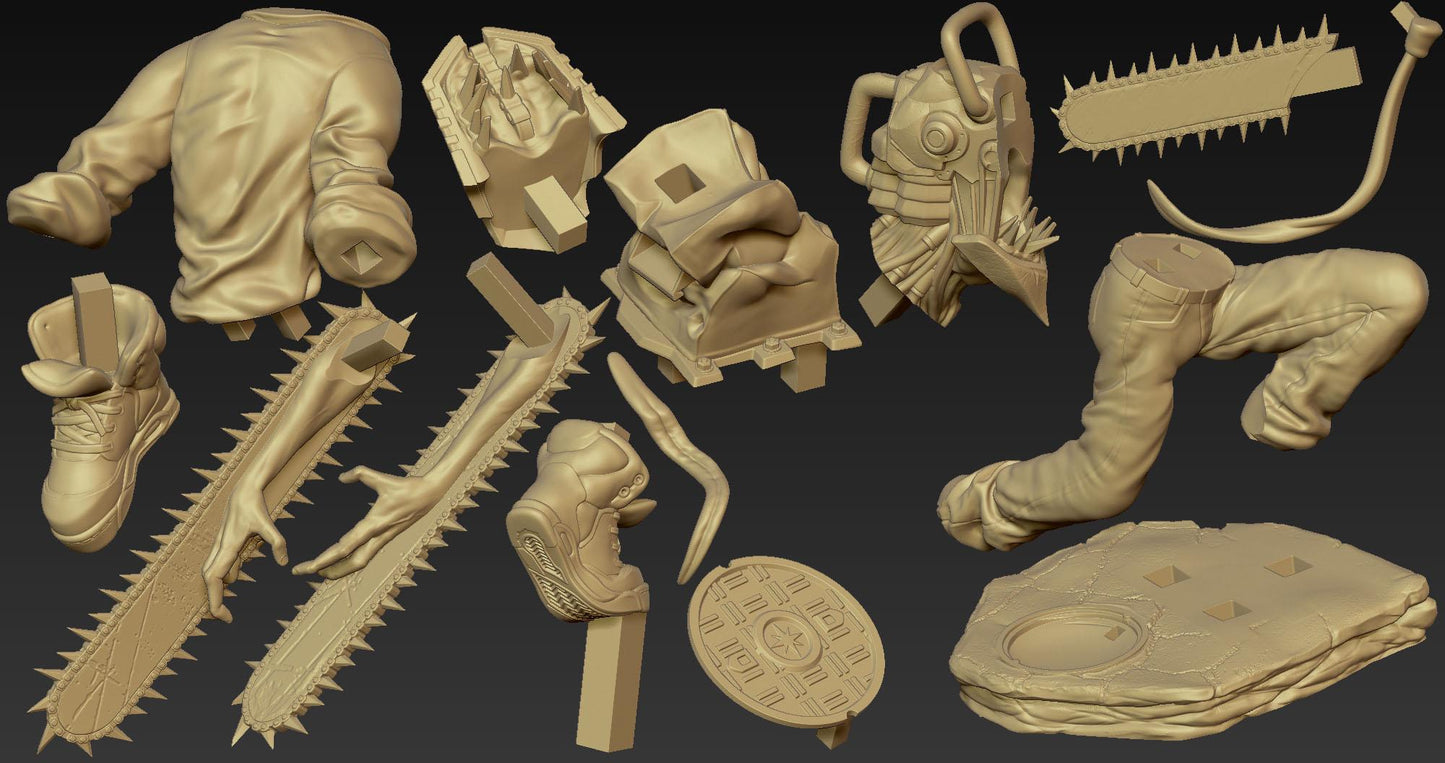 Chainsaw Man style Chainsaw Hero resin kit – Unpainted 3D Printed Model kit