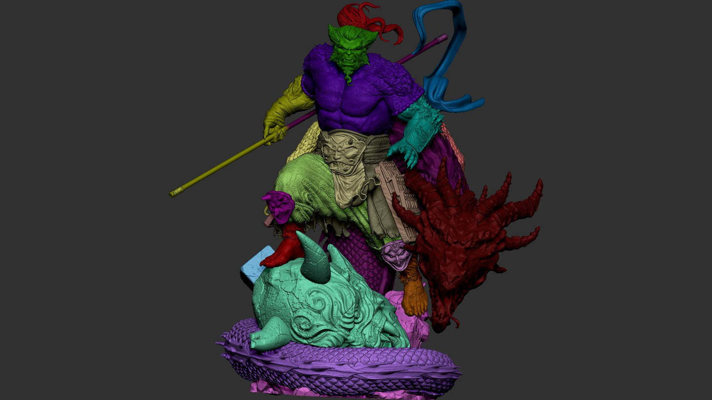 Samurai Beast style Wild Honor Hero resin kit – Unpainted 3D Printed Model kit