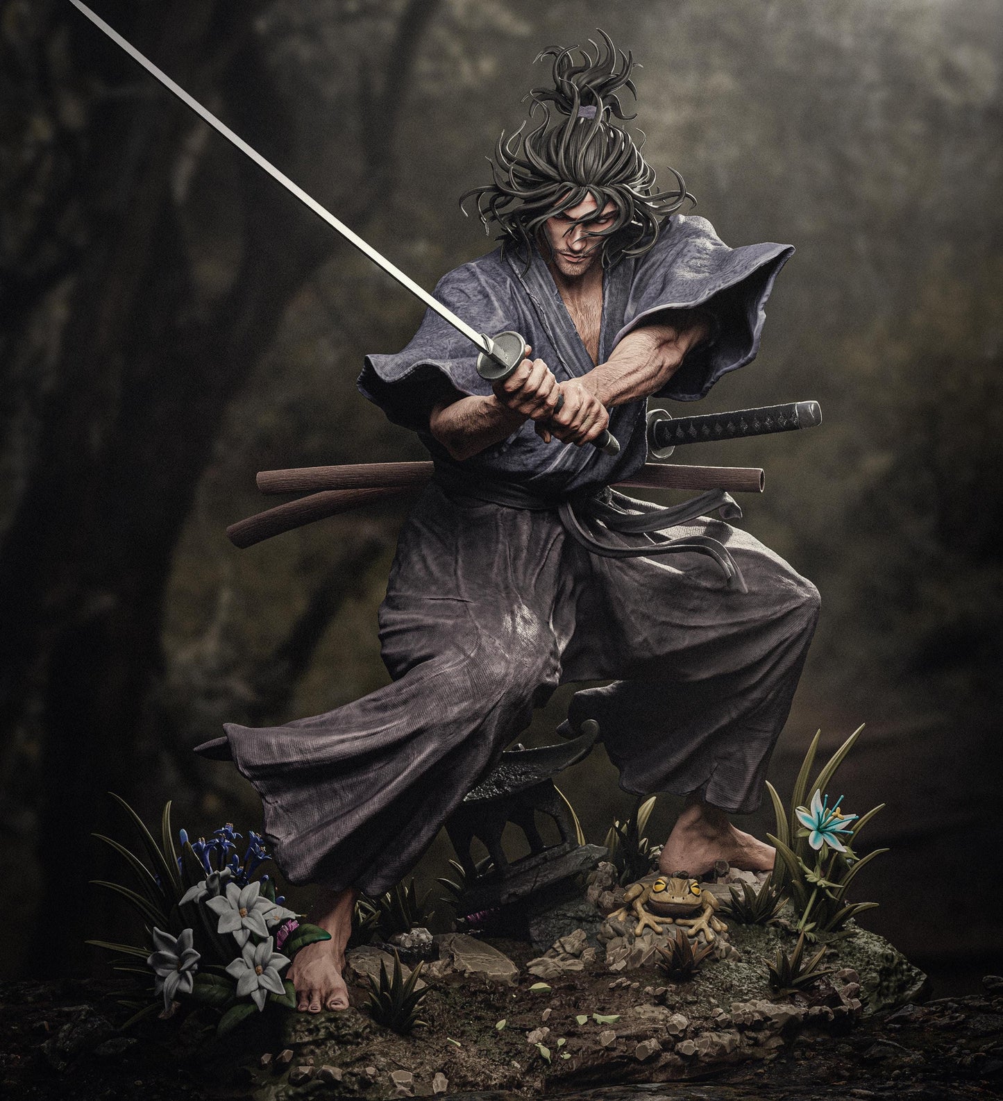 Musashi Miyamoto Blade Master resin kit – Unpainted 3D Printed Model kit