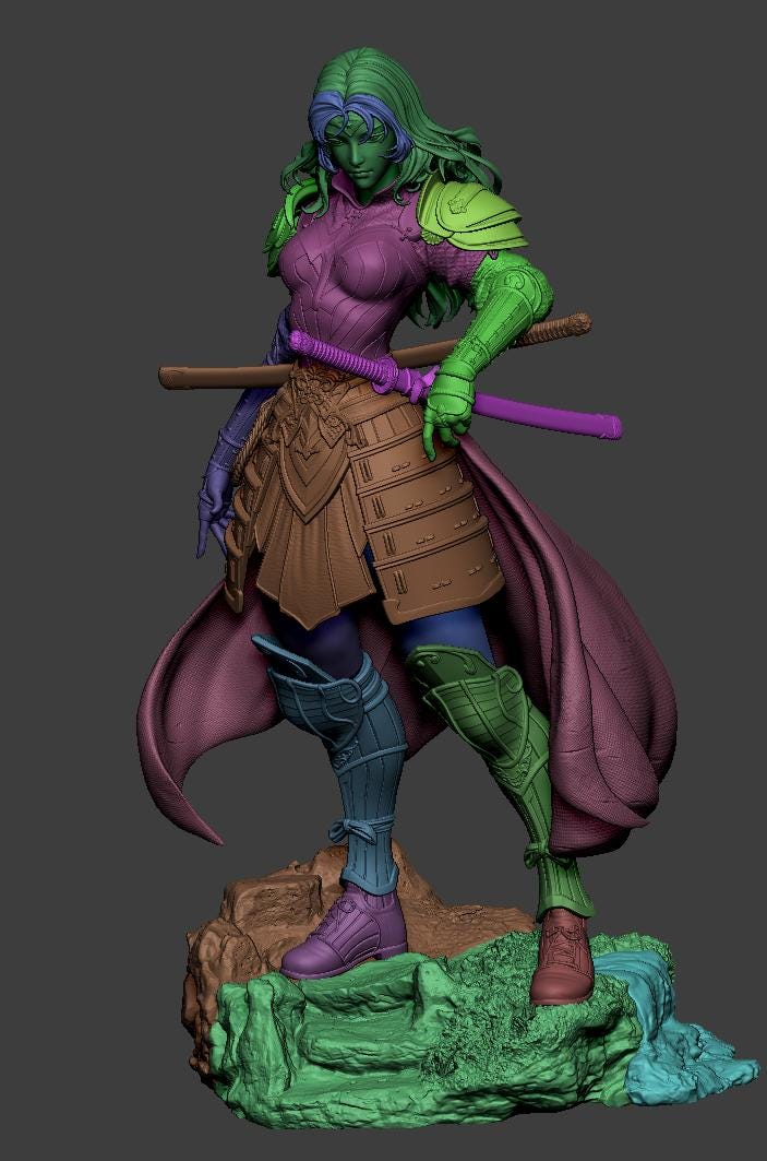 Samurai Wonder Woman style Bushido Champion Girl resin kit – Unpainted 3D Printed Model kit