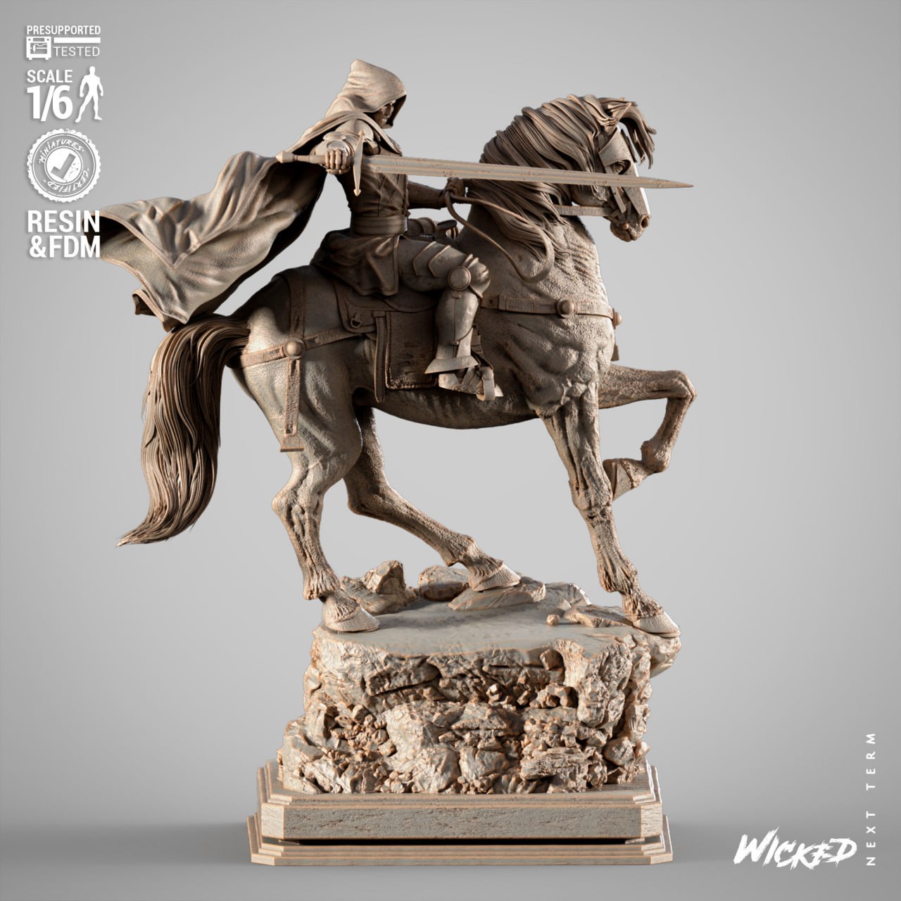 Infamous Dr Doom style Iron Tyrant on horse resin kit – Unpainted 3D Printed Model kit