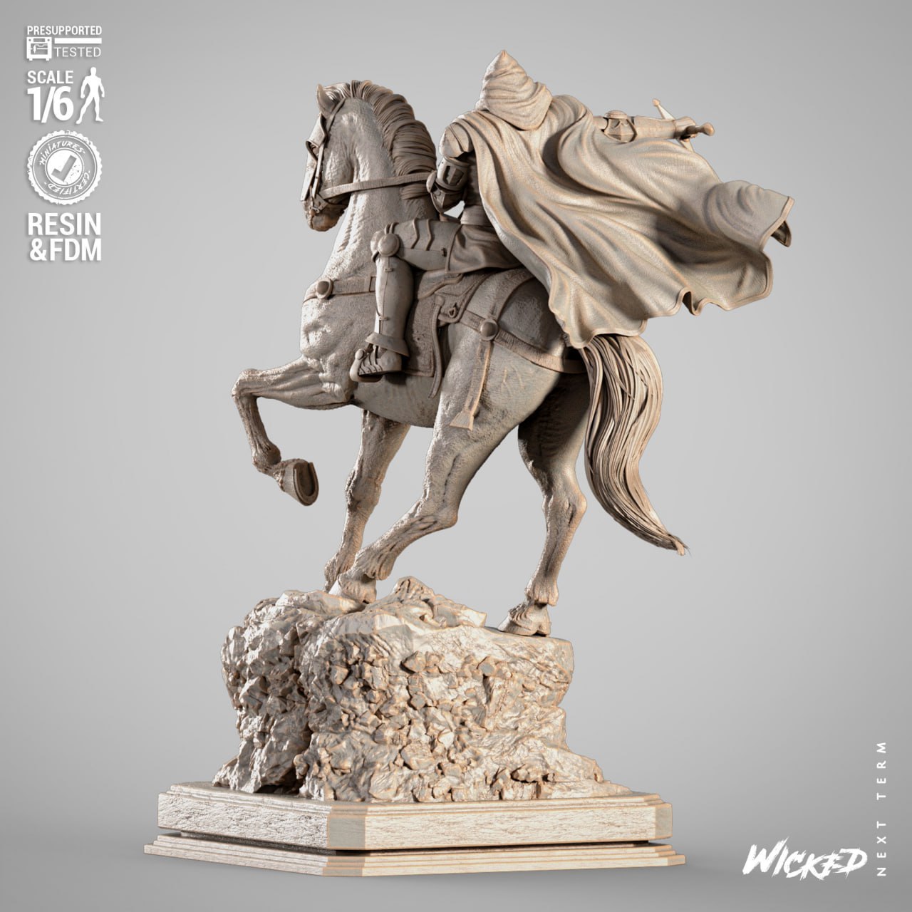 Infamous Dr Doom style Iron Tyrant on horse resin kit – Unpainted 3D Printed Model kit