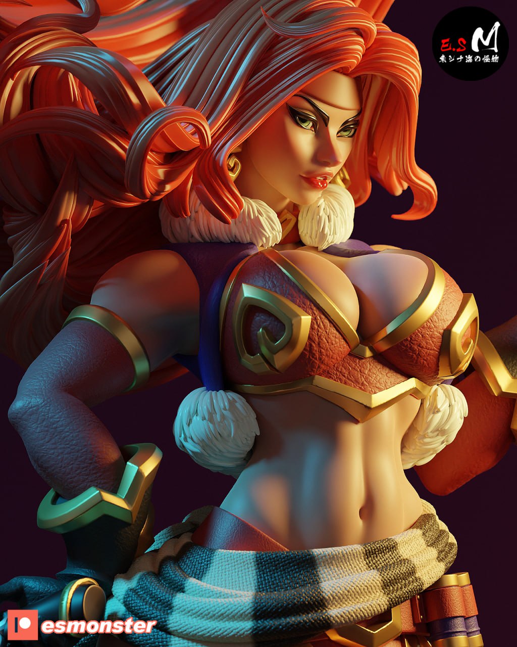 Red Monika Style Battle Chasers Unpainted Resin Garage Model Kit (1/6-1/12)