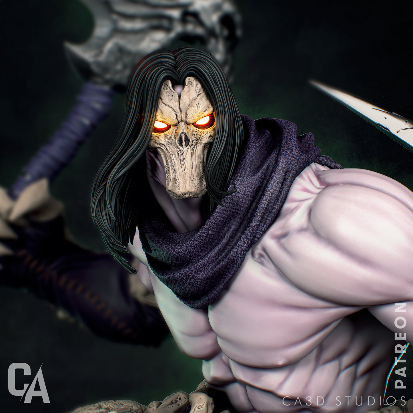 Darksiders Death style Apocalyptic Reaper resin kit – Unpainted 3D Printed Model kit