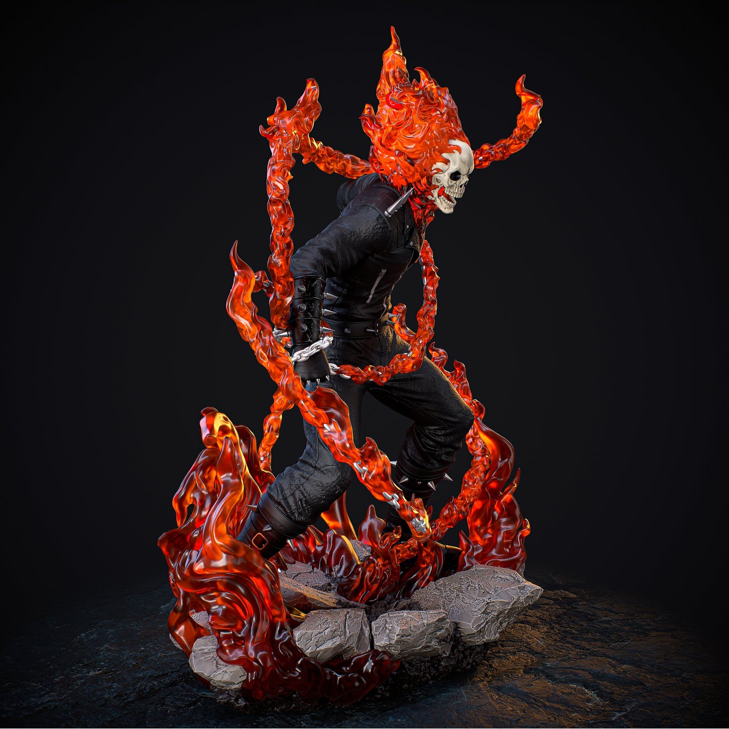 Ghost Rider style Hellfire Biker resin kit – Unpainted 3D Printed Model kit