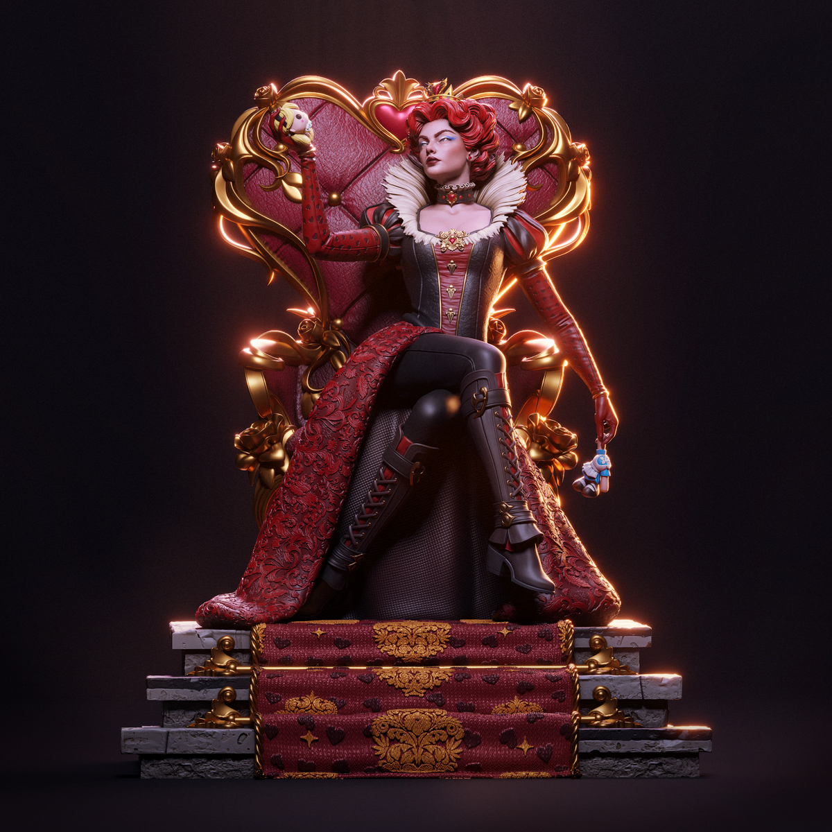 Red Queen Style Alice Wonderland Unpainted Resin Garage Model Kit (1/6-1/12)