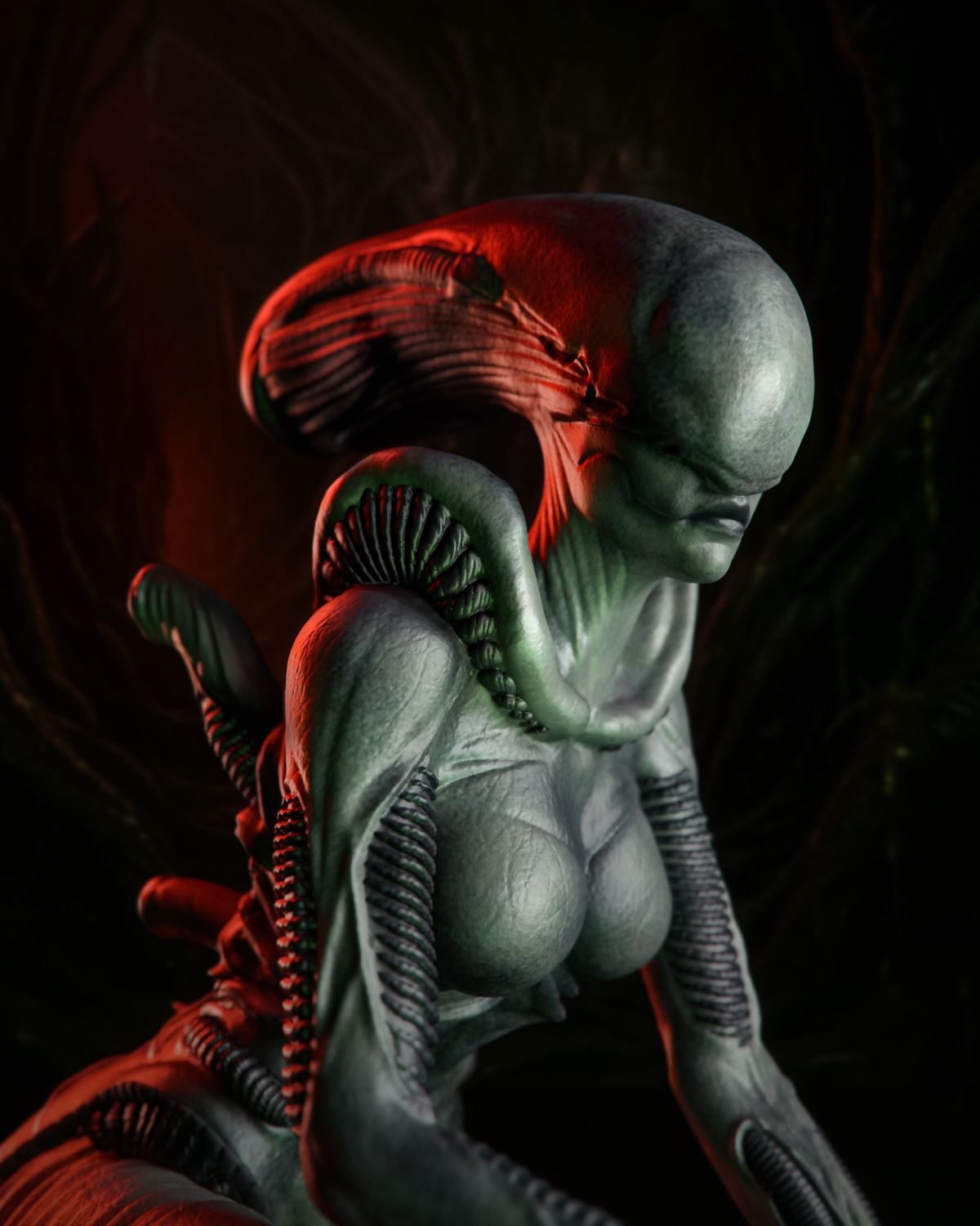 Mated Pair Xenomorph Style Alien Horror Sci-Fi Unpainted Resin Garage (1/6-1/12)