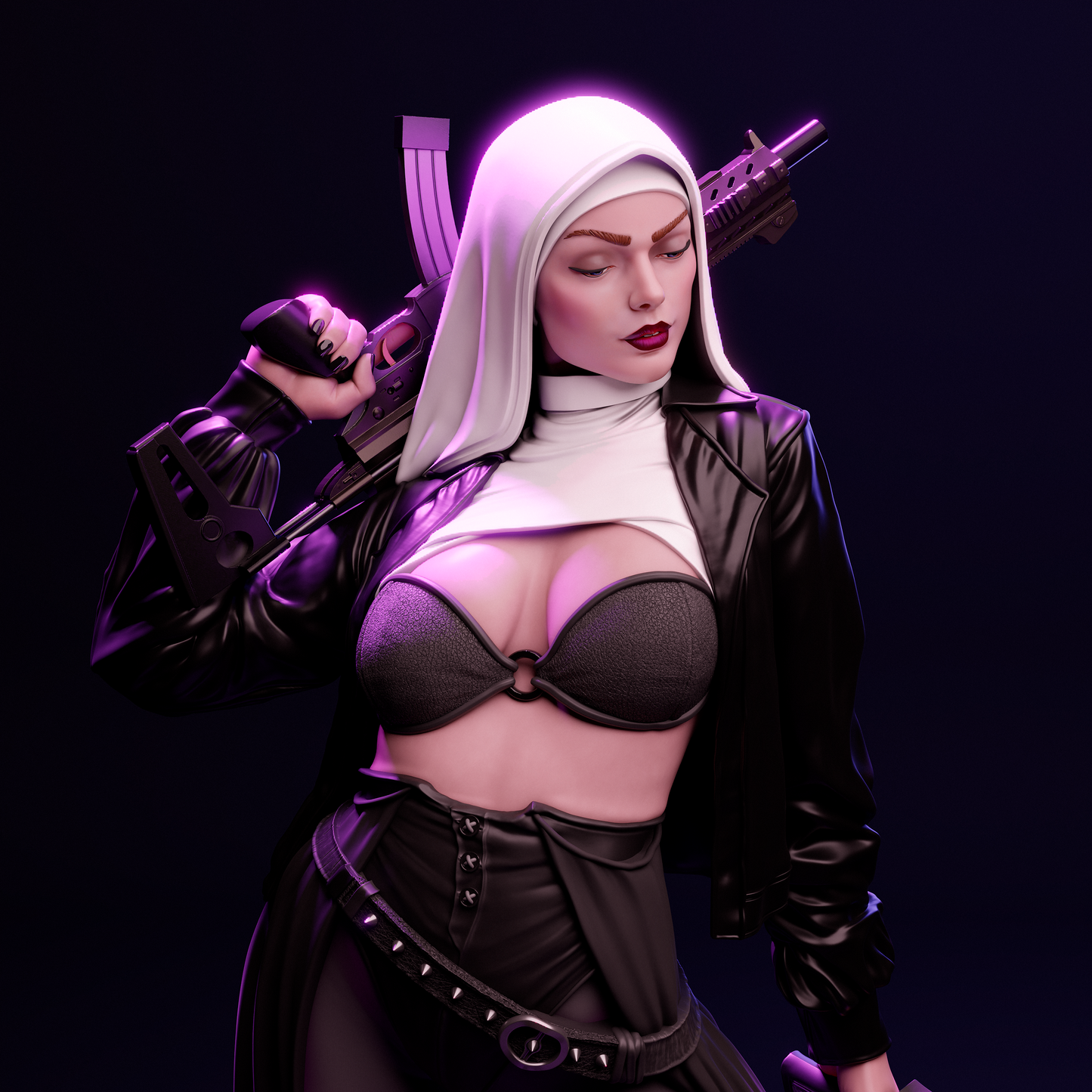 Nun with Guns Holy Vengeance Girl resin kit – Unpainted 3D Printed Model kit
