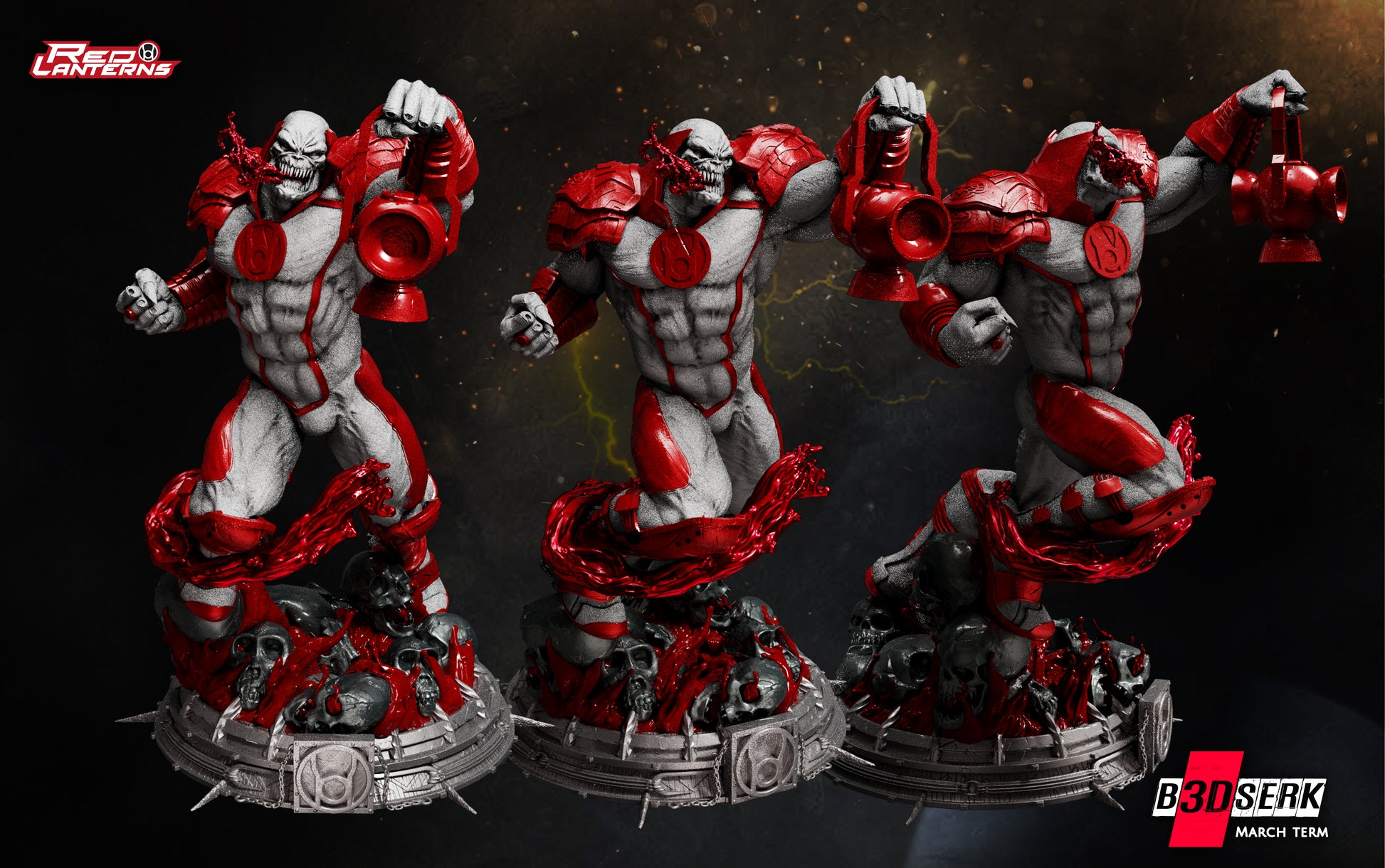 Atrocitus Red Lantern resin figure front view – unpainted DC model kit