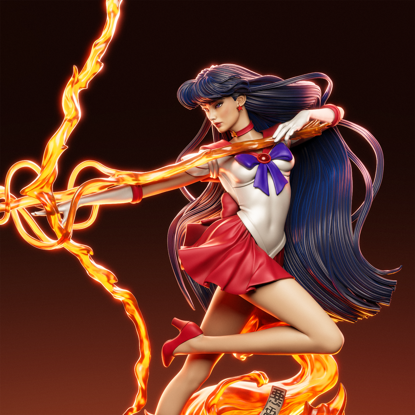 Sailor Mars style Celestial Flame Girl resin kit – Unpainted 3D Printed Model kit