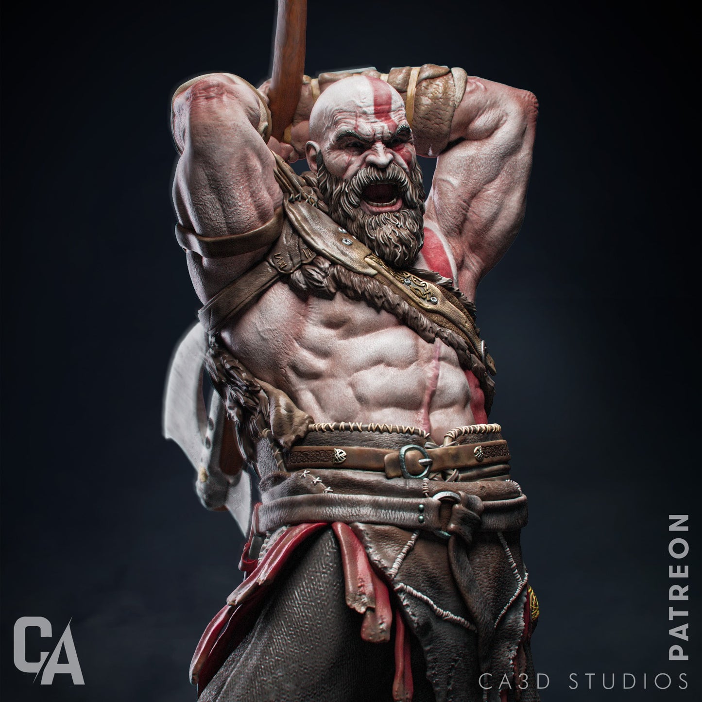Kratos style Godslayer resin kit – Unpainted 3D Printed Model kit
