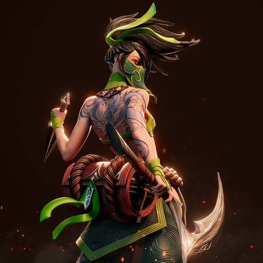 Akali style Shadow Assassin Girl resin kit – Unpainted 3D Printed Model kit