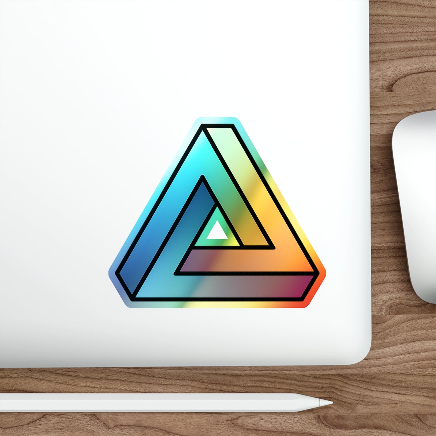 Color Gradient Penrose Triangle Sticker - Cyberpunk Vaporwave Event Horizon Edgerunners Glitch Astropunk Impossible Object Holographic Decal