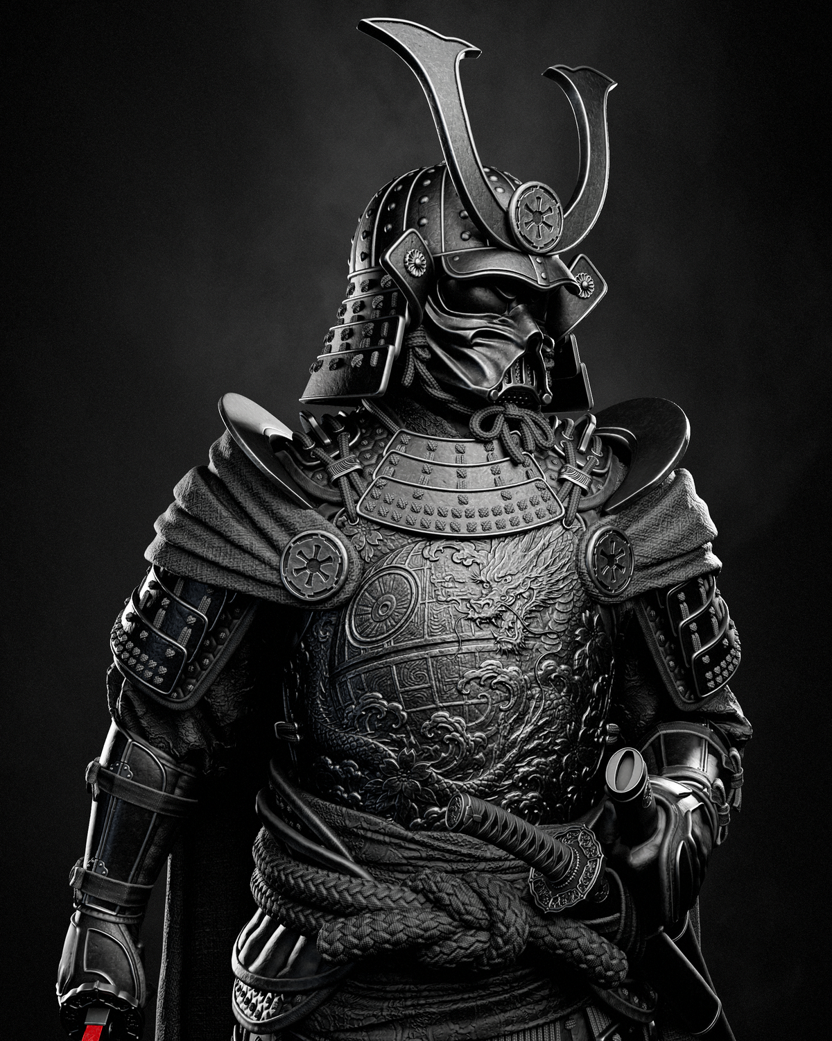 Samurai Darth Vader Style Star Wars Unpainted Resin Garage Kit (1/6-1/12)