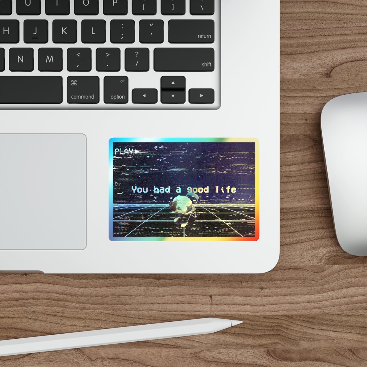 You Had a Good Life Holographic Sticker – Shinji Vaporwave Sad Anime Aesthetic, VHS Lo-Fi Vinyl Decal