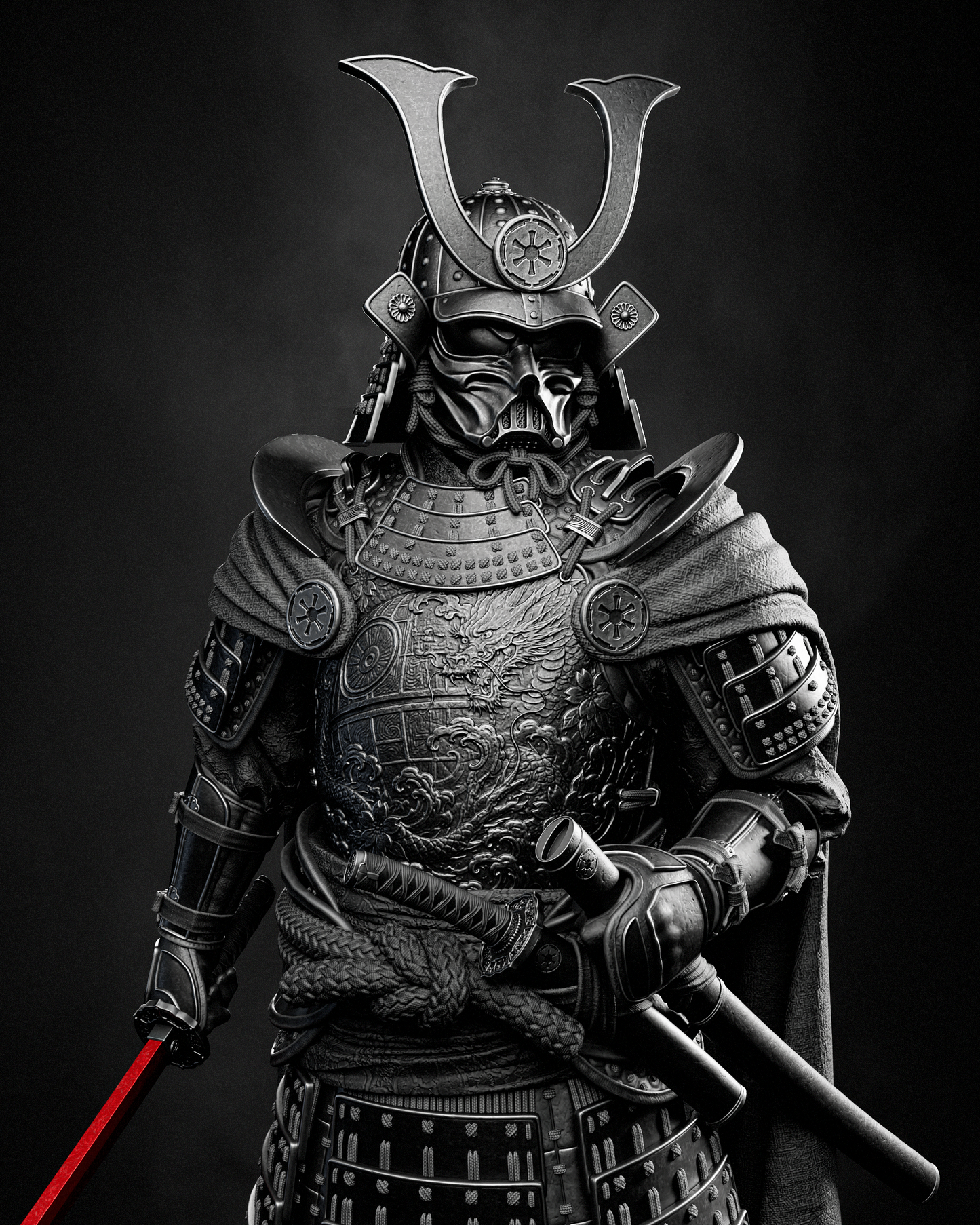 Samurai Darth Vader Style Star Wars Unpainted Resin Garage Kit (1/6-1/12)