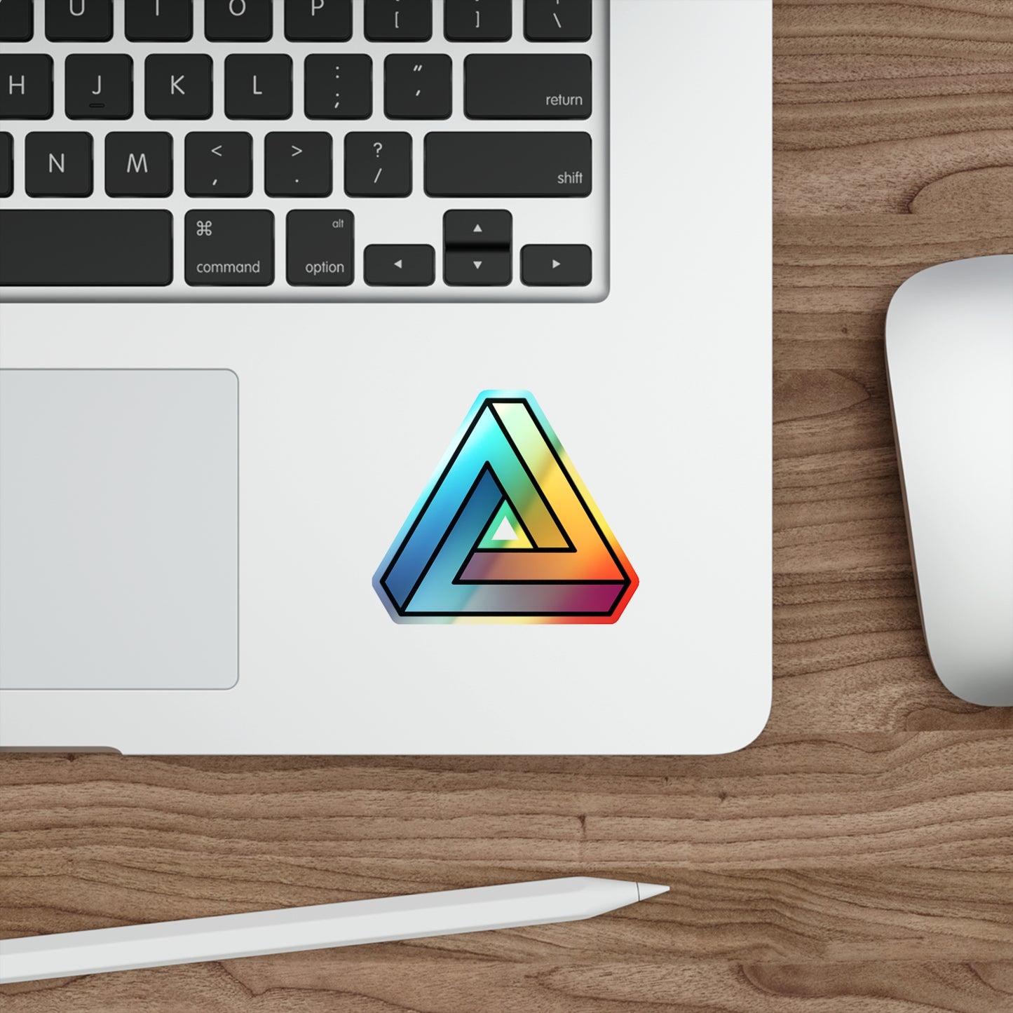 Color Gradient Penrose Triangle Sticker - Cyberpunk Vaporwave Event Horizon Edgerunners Glitch Astropunk Impossible Object Holographic Decal