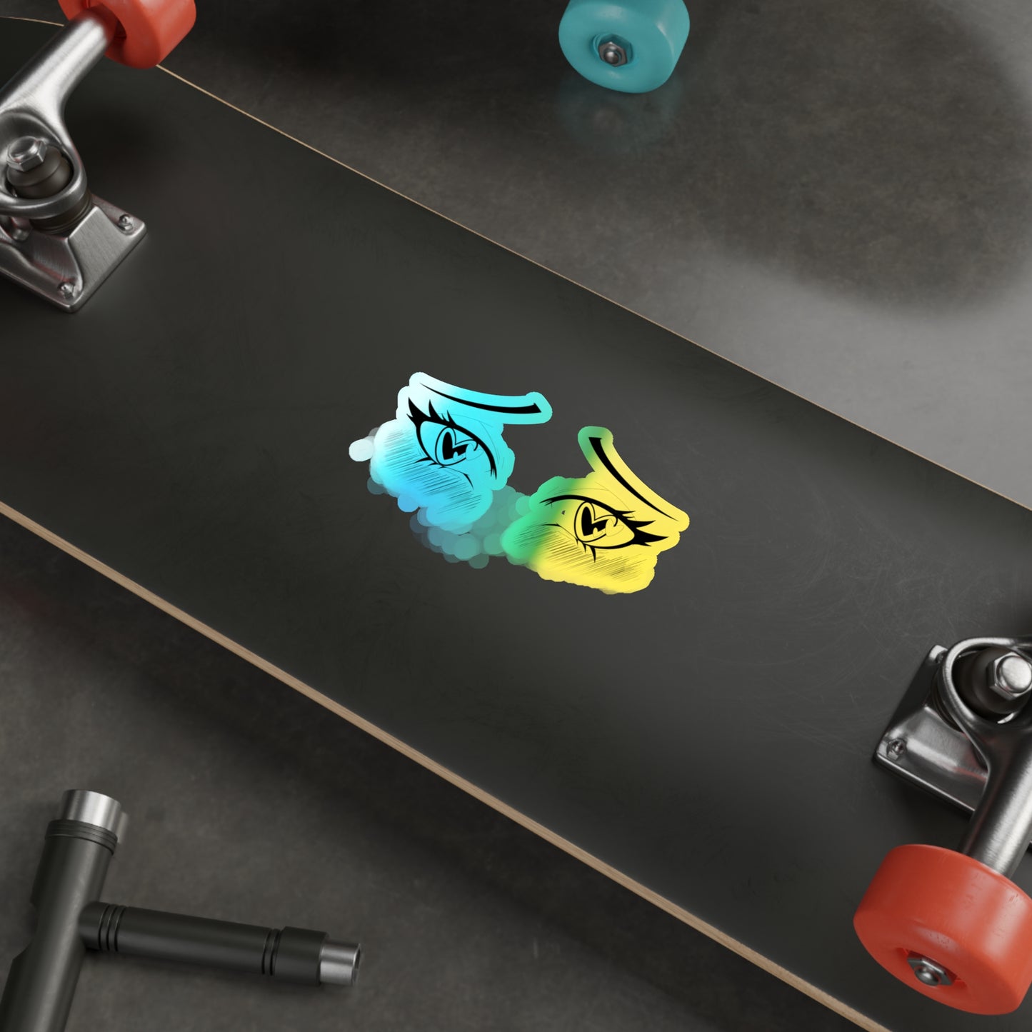 Ahegao Heart Eyes Holographic Sticker – Anime Face Expression Decal for Laptop, Water Bottle, Journal, or Car