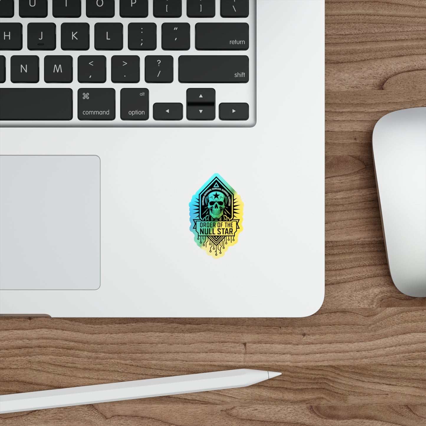 Holographic Cyberpunk Skull Sticker – Order of the Null Star Vinyl Decal for Laptops, Cyberpunk 2077, Edgerunners, Astropunk Aesthetic