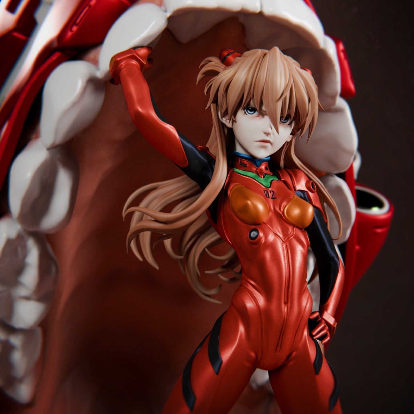 Asuka & Unit-02 Style Diorama Evangelion Unpainted Resin Garage Kit (1/4-1/12)