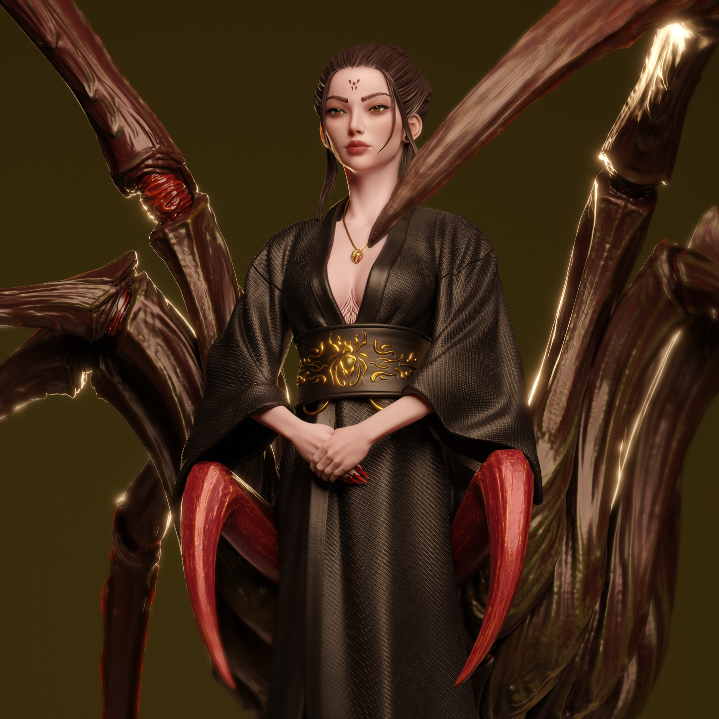 Queen Spider Demon Style Yokai Empress Resin Kit – Unpainted 3D Printed Model Kit