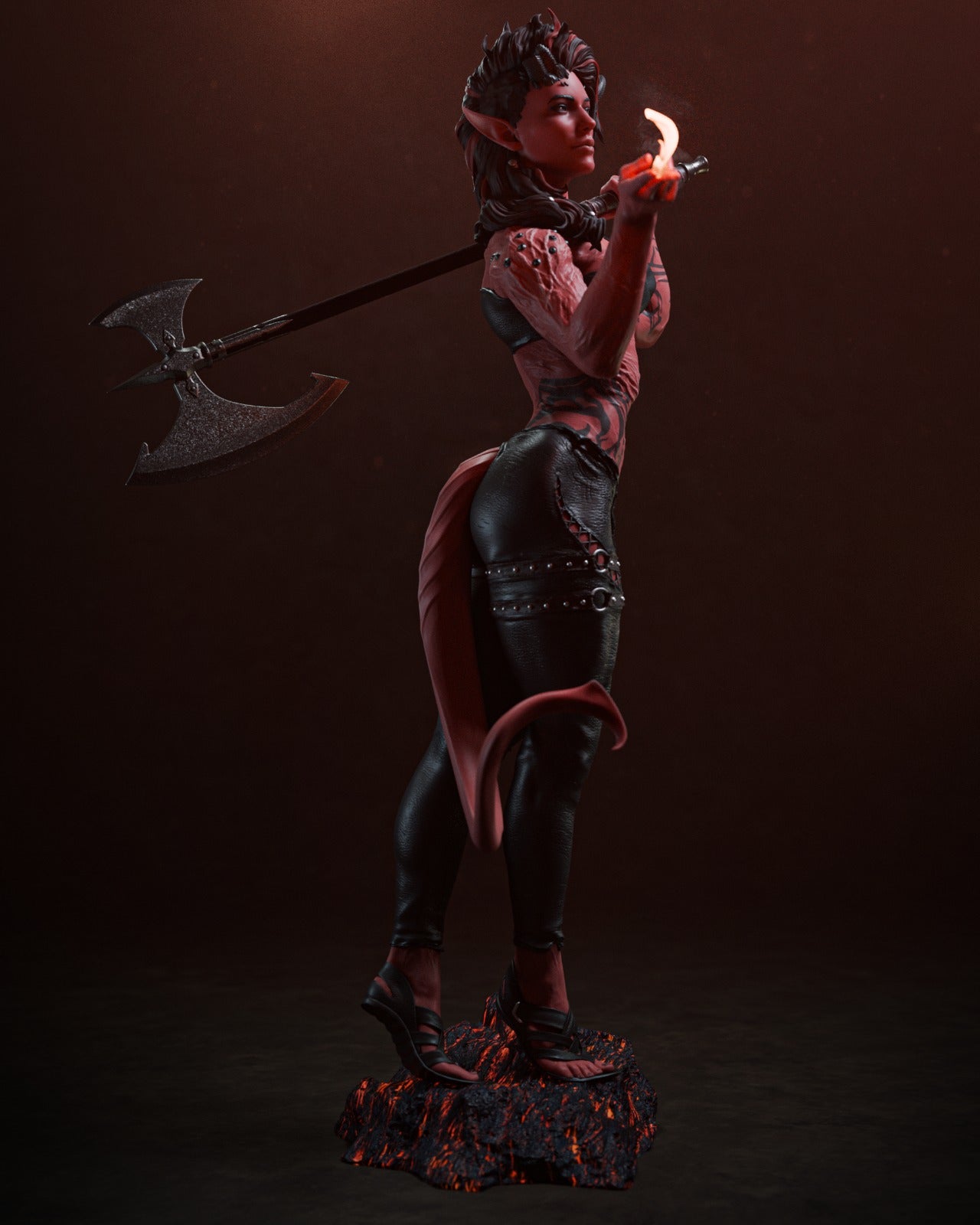 Karlach style Infernal Berserker Girl resin kit – Unpainted 3D Printed Model kit