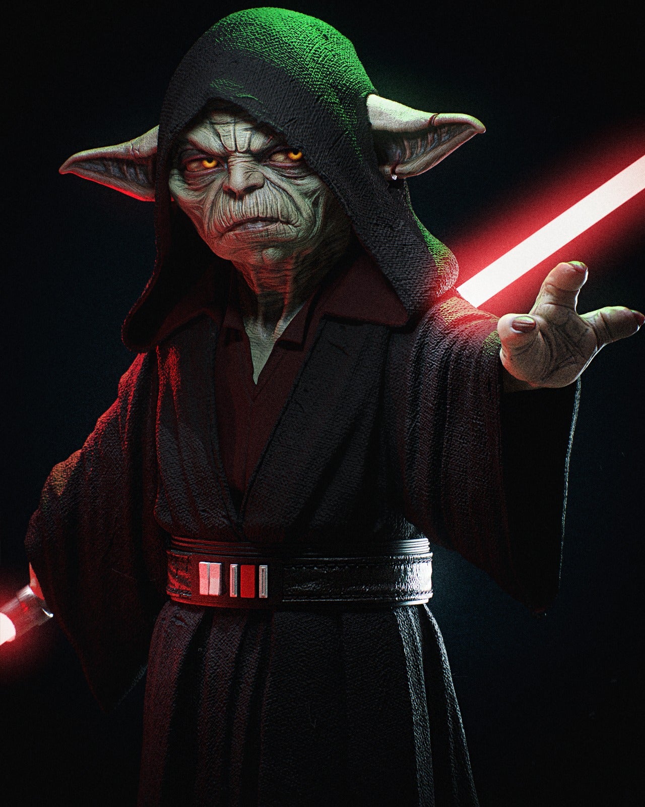 Darth Yoda style Dark Force Master resin kit – Unpainted 3D Printed Model kit