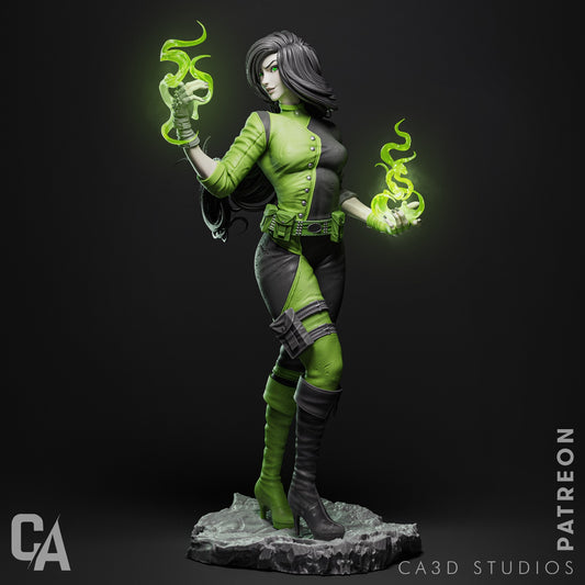 Shego style Villainous Vibe Girl resin kit – Unpainted 3D Printed Model kit