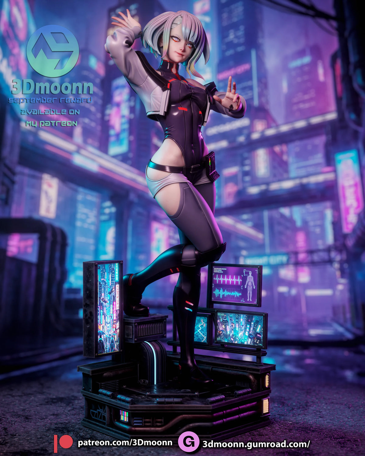 Netrunner Lucy Style Cyberpunk Edgerunners Unpainted Resin Kit (1/6-1/12)