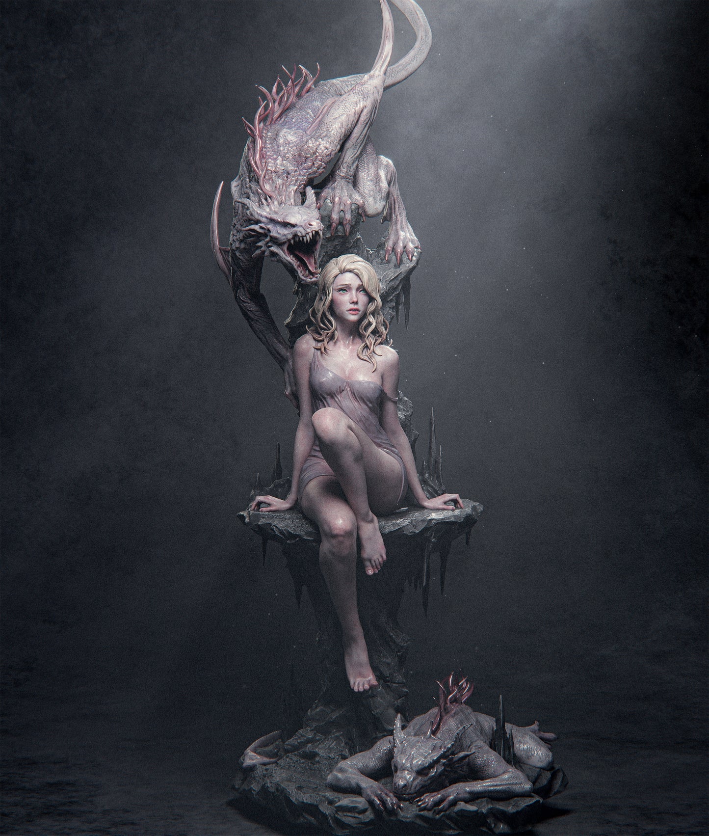 Elegy of the Wyrm Dragon Priestess resin kit – Unpainted 3D Printed Model kit