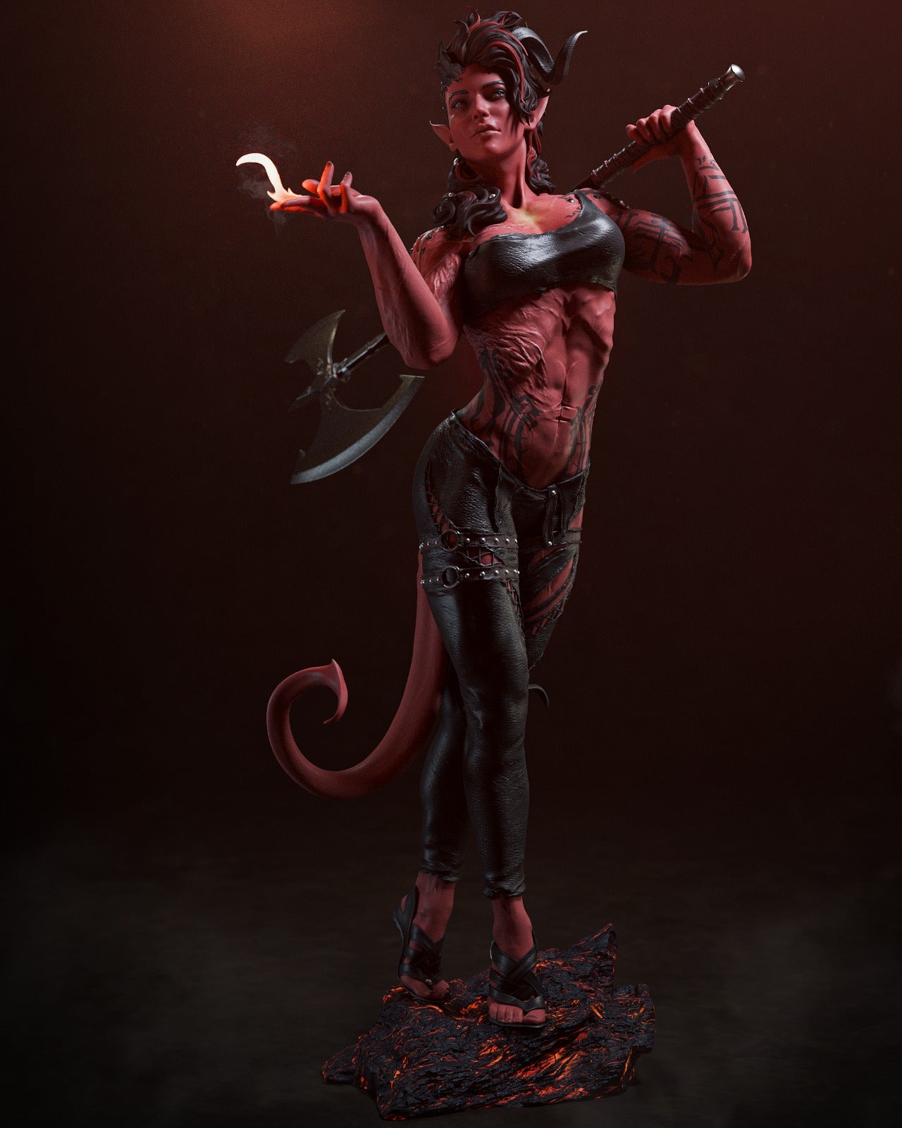 Karlach style Infernal Berserker Girl resin kit – Unpainted 3D Printed Model kit