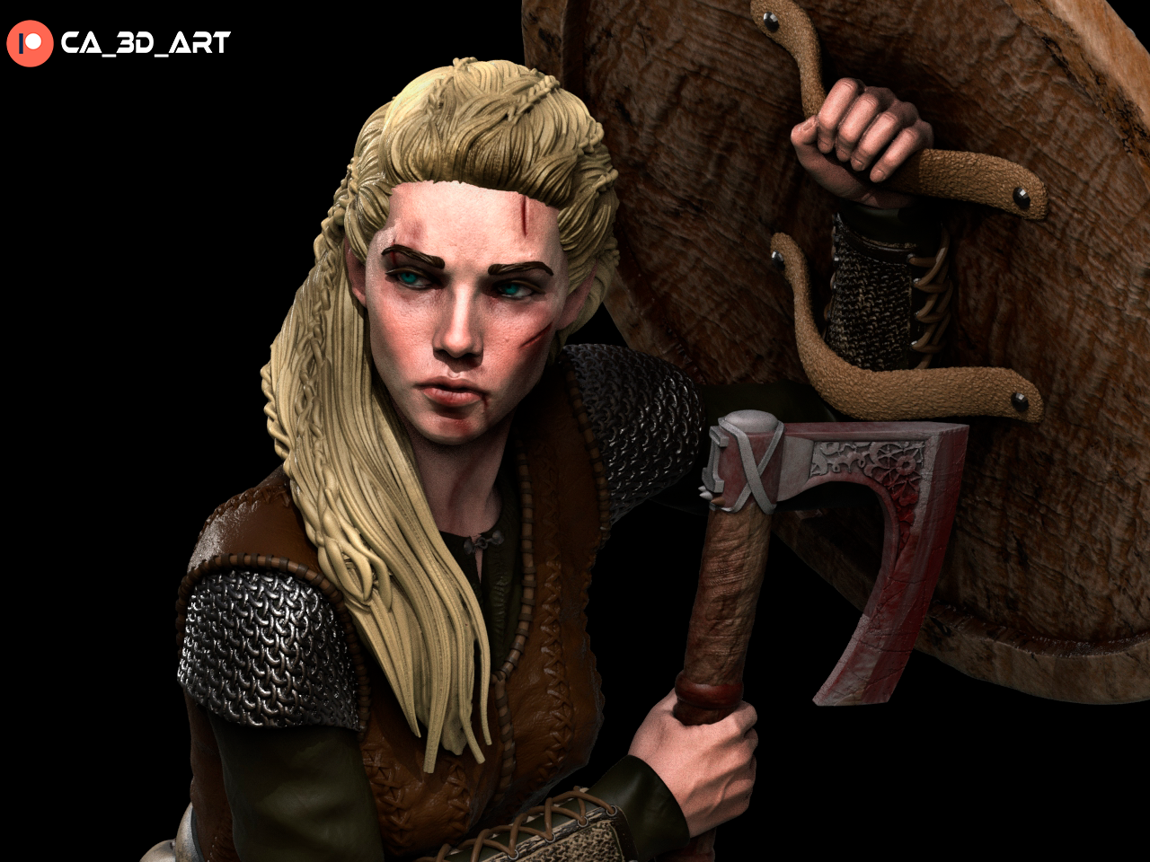 Lagertha style Shield Maiden Girl resin kit – Unpainted 3D Printed Model kit