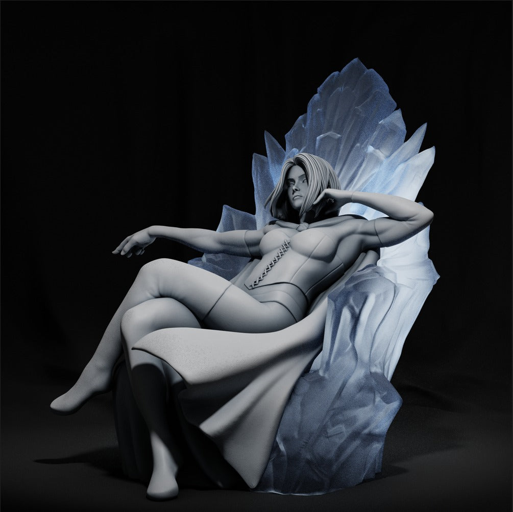 Emma Frost on throne Style Telepath Queen Resin Kit – Unpainted 3D Printed Model Kit